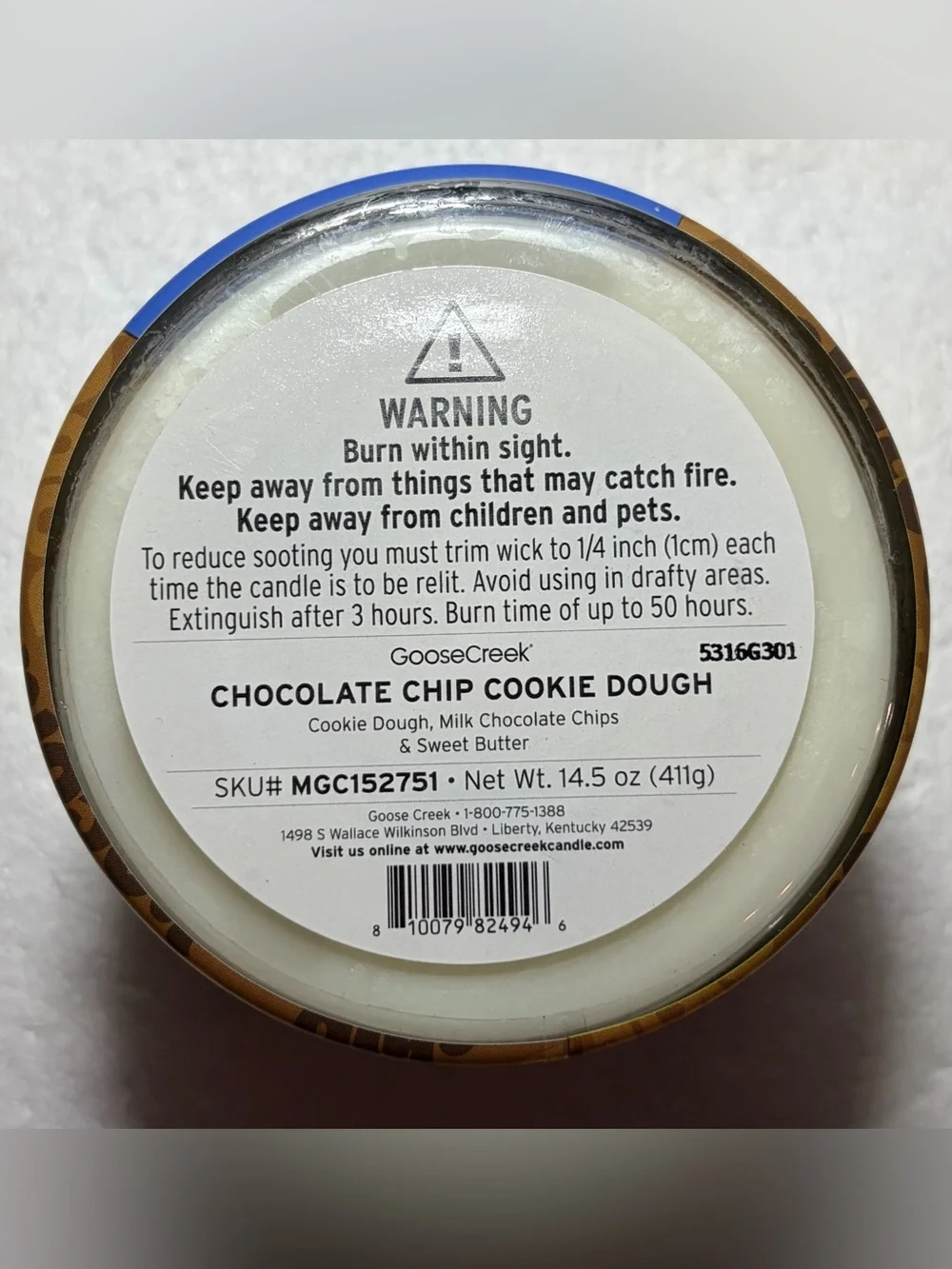 Goose Creek Pillsbury Chocolate Chip Cookie Dough 3 Wick Candle 14.5 Oz